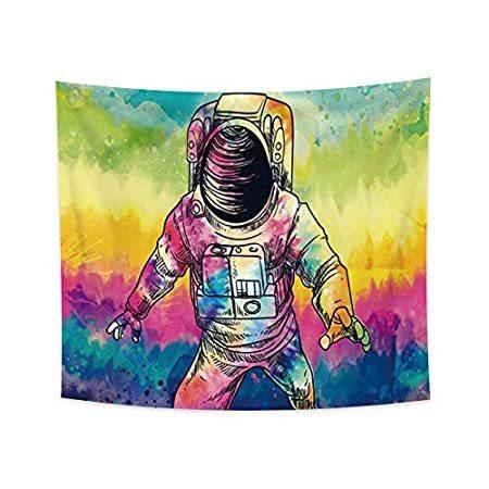 魅力的な価格 サイケデリック ファンタジー 宇宙 油絵 タペストリー 宇宙飛行士 33.9x27.6インチ OERJU 水彩画 鮮やかな色 カラフルな星雲 壁掛け タペストリー