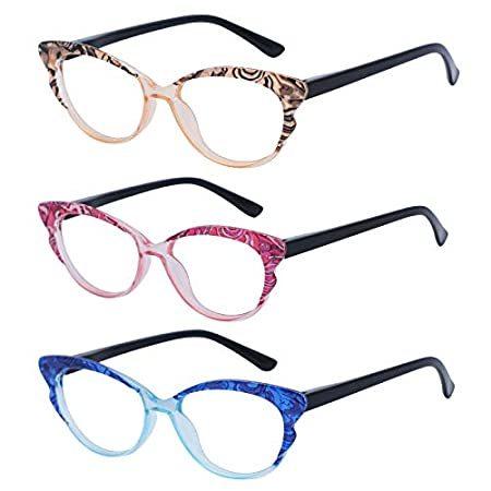 【楽天スーパーセール】 OCCI CHIARI 3 Pack Cat eye Reading Glasses, Fashion Readers Women Lightweig 伊達メガネ