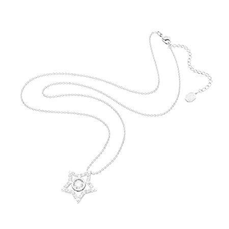 一番の贈り物 SWAROVSKI Stella Pendant, White, Rhodium Finish ネックレス、ペンダント
