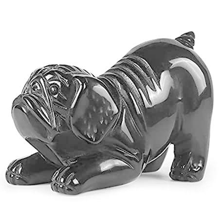 【 新品 】 Animal, Statue Pug Obsidian Black Carved Hand Artistone 2inch Obsidia Black オブジェ、置き物