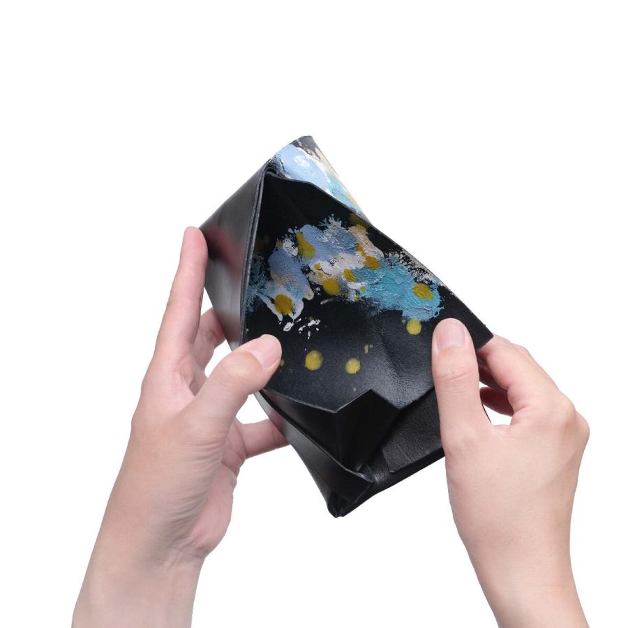 希少 所作 長財布 青龍 ペイント加工 レザー ブラック 製造証明書付き 所作 財布 長財布 メンズ レディース 牛革 青竜 ロング ブラック