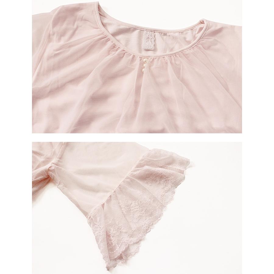 ワンピース ネグリジェ ロングワンピ Aラインワンピース ルームウェア 部屋着 レディース ロマンティックチュール レース フレア袖 5分袖 送料無料 |  | 13