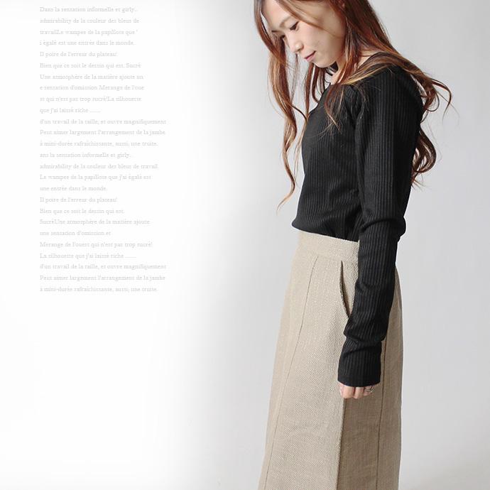 カットソー Tシャツ トップス リブカットソー 長袖 テレコ アシメショルダー アシメネック レディース 送料無料 |  | 22