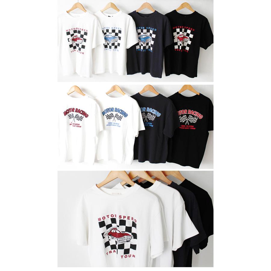 Tシャツ プリントTシャツ 半袖 トップス レディース 立体 刺繍 プリント カラフル クラシック カー 車 インナー クルーネック 丸首 送料無料 |  | 24