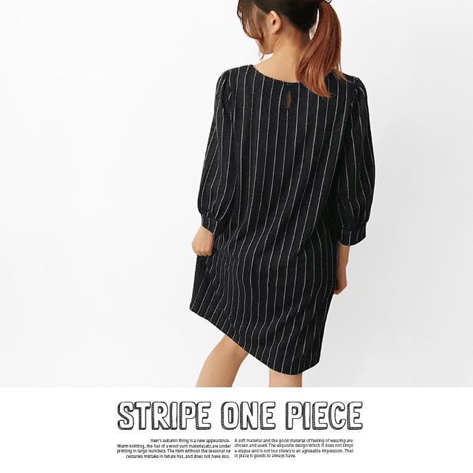 ワンピース チュニック ストライプ チュニック丈 膝丈 七分丈 七分袖 レディース クルーネック 送料無料 |  | 15