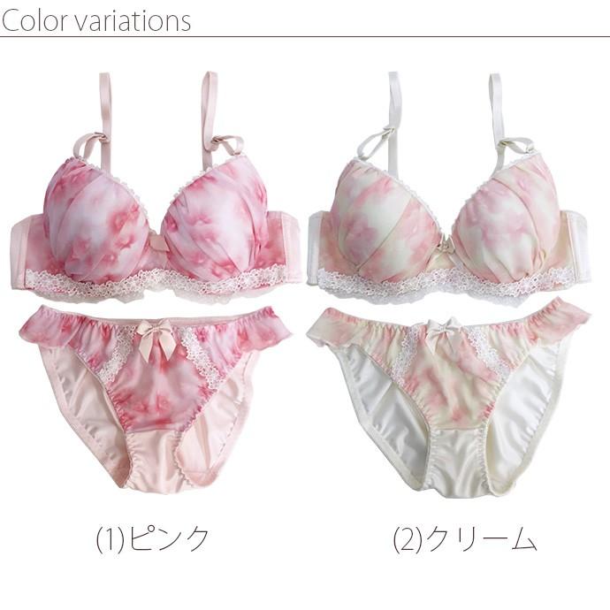 ブラジャー ブラ＆ショーツセット ブラショーセット 女性下着 レディース 盛りブラ 盛り 谷間 セット レース シフォン フリル リボン 桜 花 大人可愛い |  | 01
