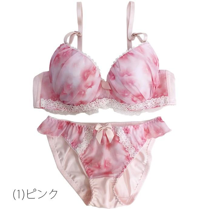 ブラジャー ブラ＆ショーツセット ブラショーセット 女性下着 レディース 盛りブラ 盛り 谷間 セット レース シフォン フリル リボン 桜 花 大人可愛い |  | 08