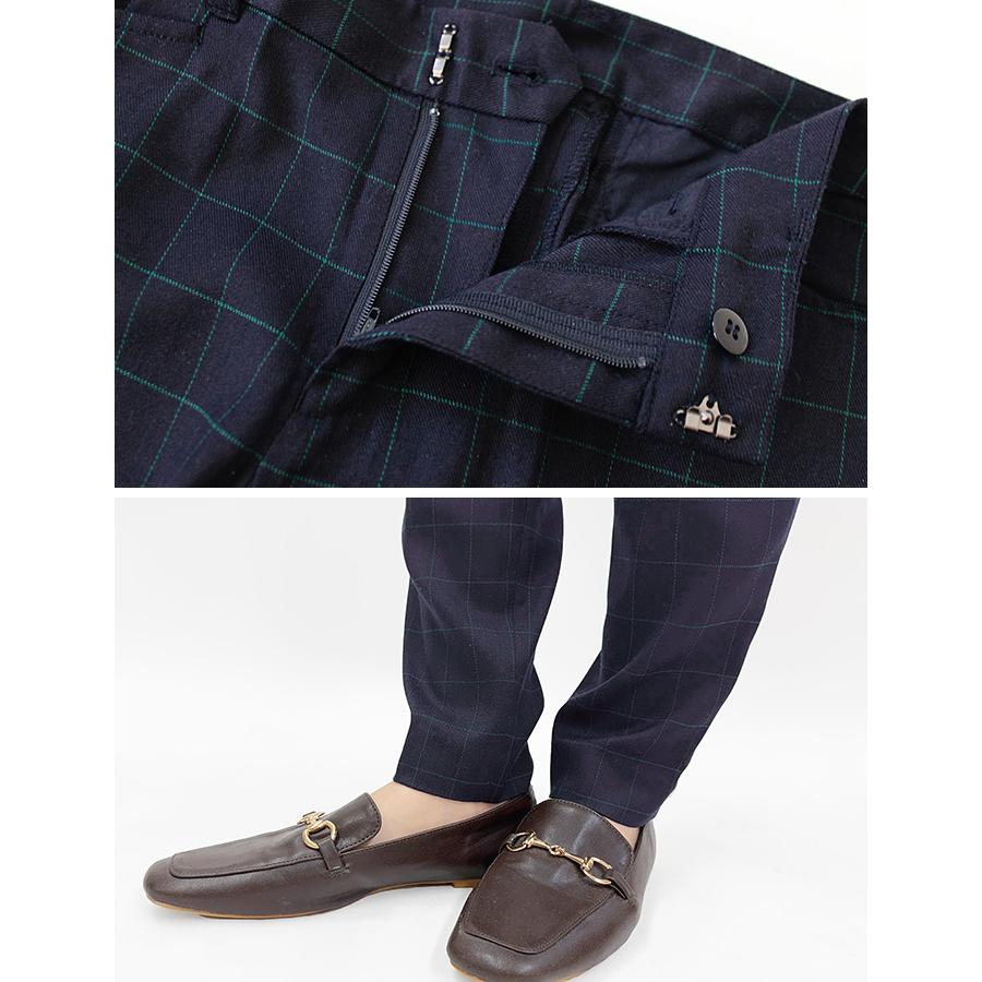 テーパードパンツ チェックパンツ スラックス ボトムス レディース アジャスター ボタン フック ストレッチ 伸縮性 ウインドーペーン 送料無料 |  | 15