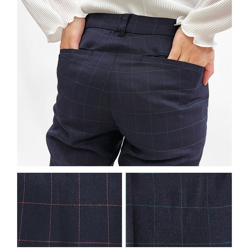 テーパードパンツ チェックパンツ スラックス ボトムス レディース アジャスター ボタン フック ストレッチ 伸縮性 ウインドーペーン 送料無料 |  | 17