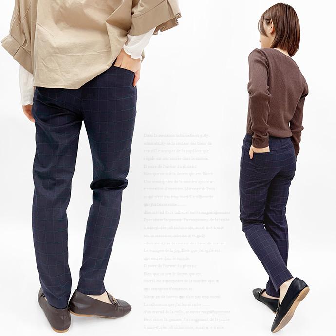 テーパードパンツ チェックパンツ スラックス ボトムス レディース アジャスター ボタン フック ストレッチ 伸縮性 ウインドーペーン 送料無料 |  | 09