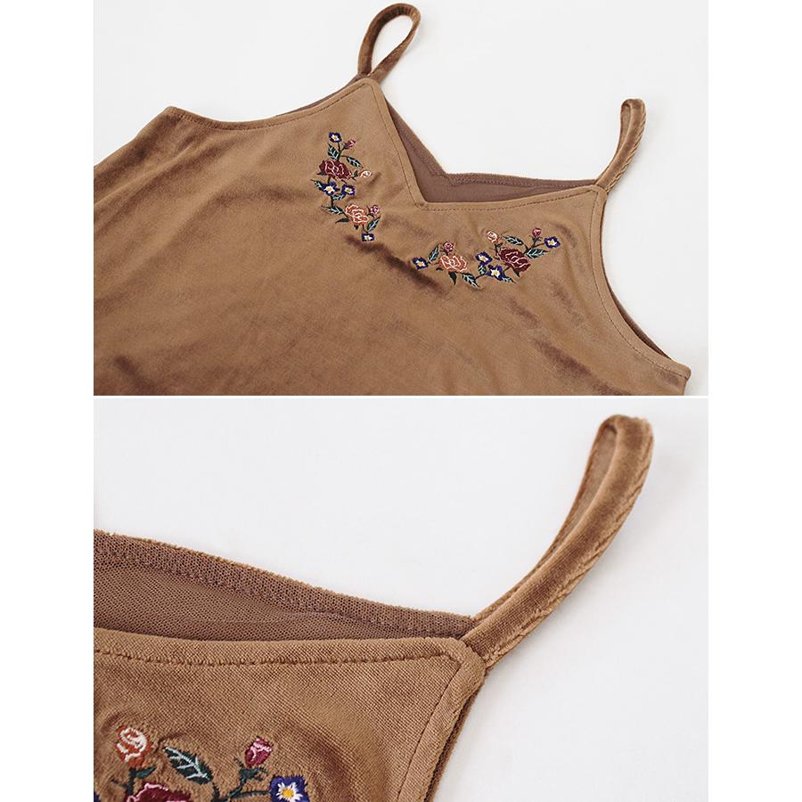 キャミソール Tシャツ アンサンブル 2点セット オーバーキャミ 刺繍 チュール ベロア 重ね着 トップス レディース 裾フレア クルーネック 送料無料 |  | 16