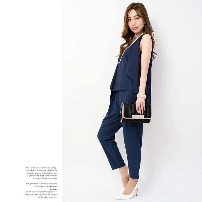 値下げ パーティードレス ドレス 結婚式 ジレ セット 上下組 パンツドレス パンツ 無地 パーティドレス 結婚式ドレス フォーマル レディース 送料無料 |  | 07