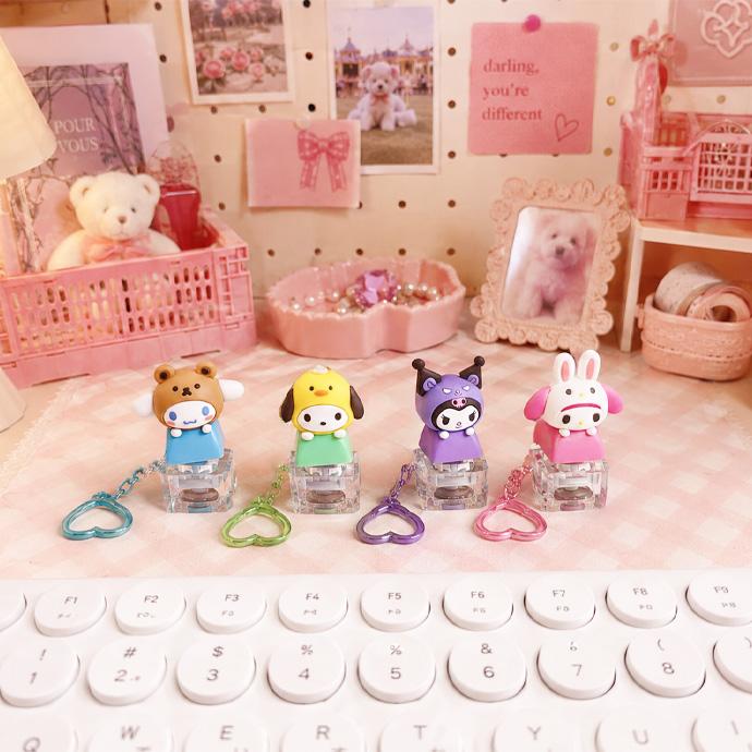 【正規品☆】サンリオ キーキャップキーホルダー キーボード 可愛い フィギュア ストレス解消 チャーム 光る ランダム キャラクター 韓国雑貨 送料無料 | sanrio | 06
