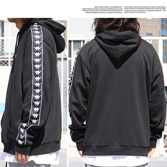 kappa パーカー プルオーバー ポケット フード 袖ライン 長袖