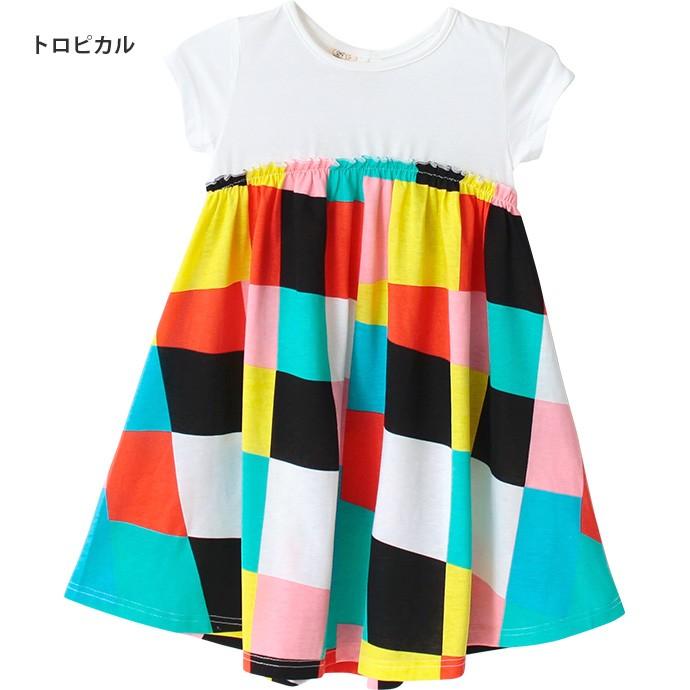 子供服 ワンピース ワンピ チュニック カットソー フレアスカート キッズ 半袖 ランダムチェック 切り替え カラフル ポップ Aライン 値下げ Sale メ Kp 4335 Shotーショットー 通販 Yahoo ショッピング