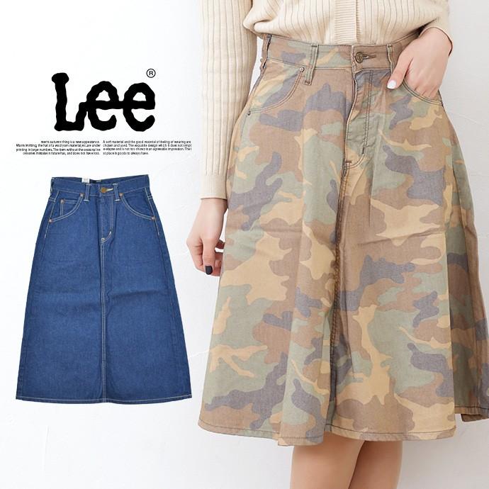 値下げ スカート レディース LEE Lee リー サーキュラー デニム 迷彩 