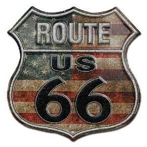 Route.66（ルート66）アルミサイン「RT.66 SHIELD - STARS AND STRIPRES」｜shouei-st