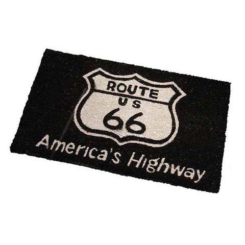 Route.66（ルート66）室外玄関用ココナッツフロアマット、四角タイプ、ブラック｜shouei-st