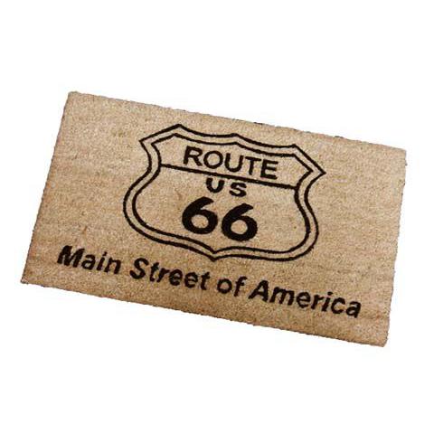 Route.66（ルート66）室外玄関用ココナッツフロアマット、四角タイプ、ブラウン｜shouei-st