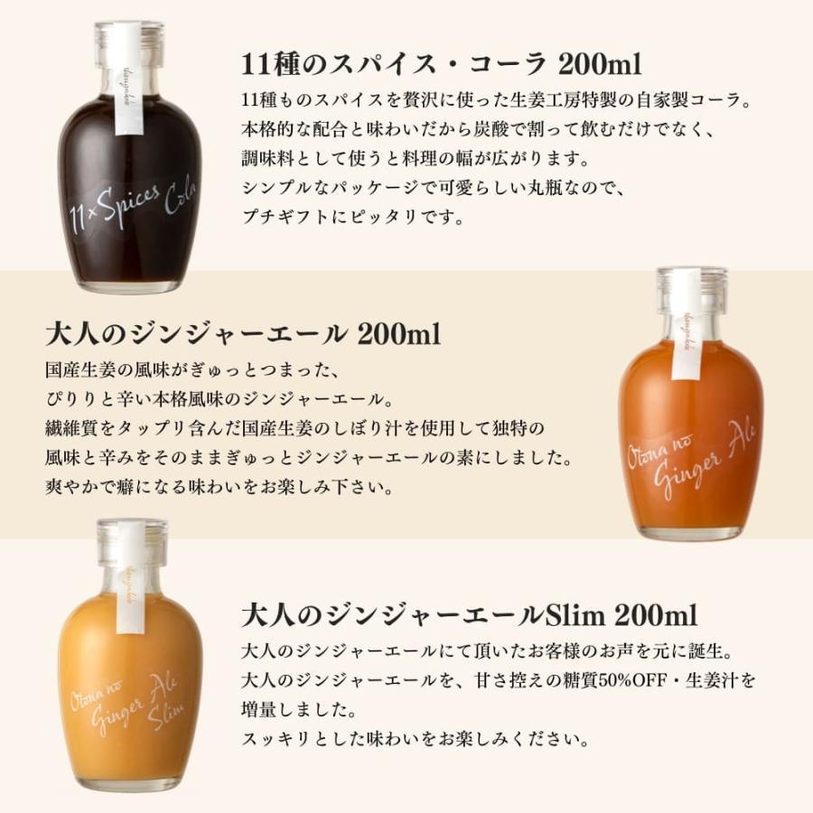 お試し飲み比べ3本セット200ml[11スパイスコーラの日対象商品] : 生姜
