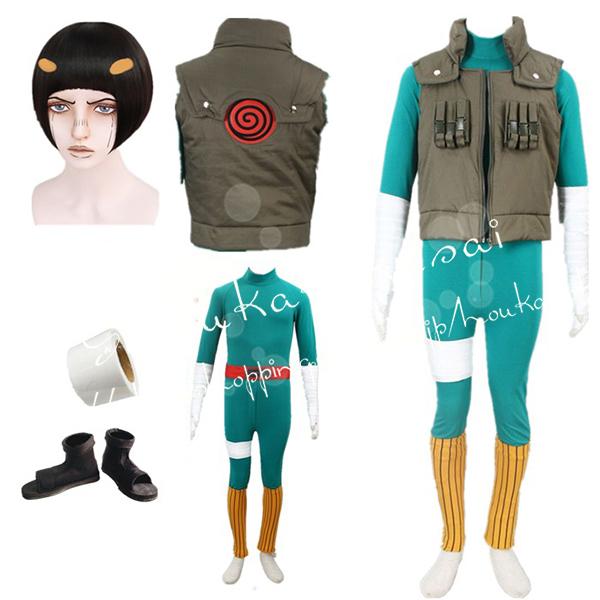 子供用 大人用 ナルト NARUTO 風 ロック・リー 2世 疾風伝 コスプレ衣装 ウィッグ 靴 コスチューム 演出服  cosplay 変装 仮装  撮影 祭り