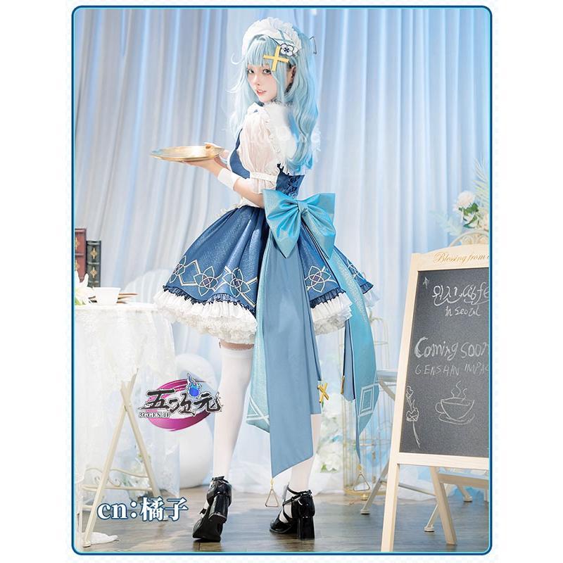 UWOWO 原神 コスプレ ファルザン メイド服 韓国カフェコラボ衣装 ※ウィッグ 靴 追加可能の画像