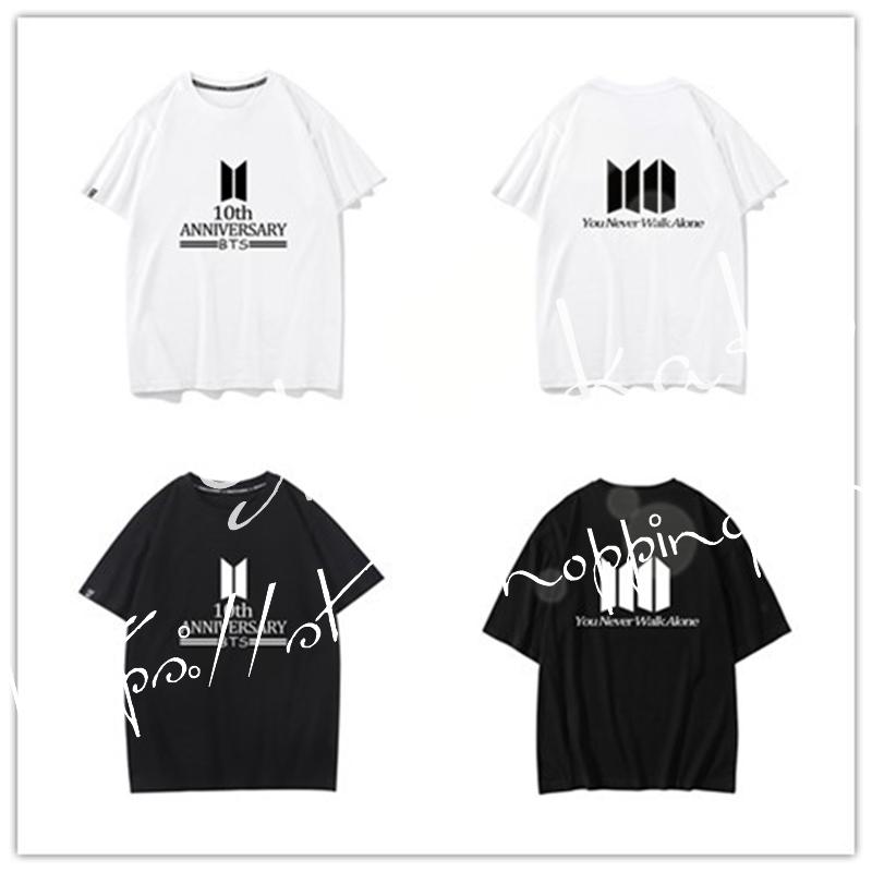 新品 BTS(防弾少年団) 10周年 風 半袖 Tシャツ 春夏 潮流グッズ 周辺