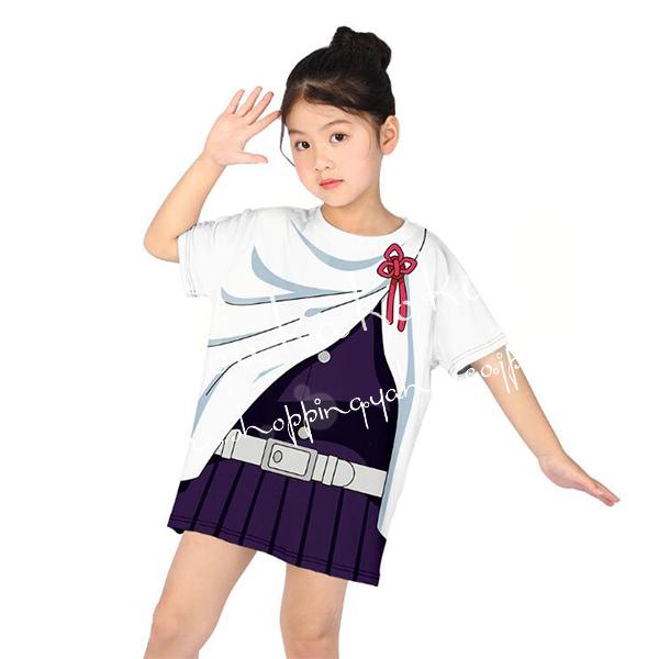 コスプレ衣装 鬼滅の刃 風 栗花落カナヲ Tシャツ 子供 キッズ 夏服  