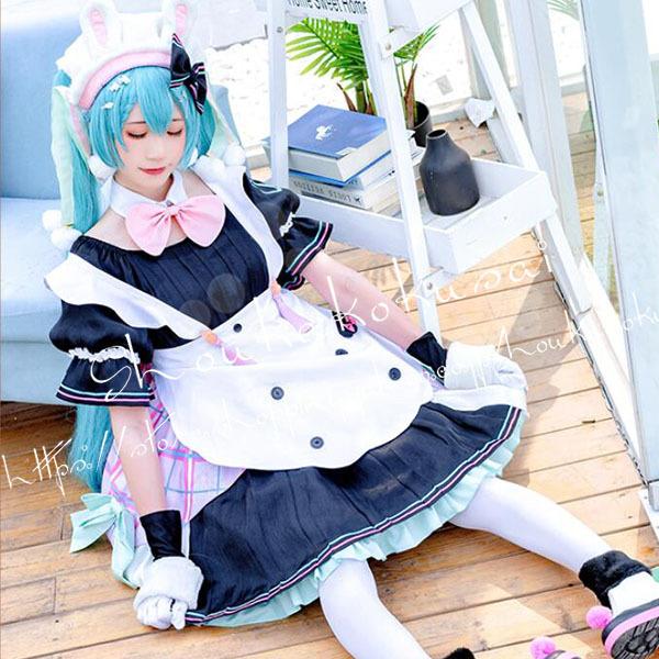 初音ミク 風 vocaloid miku メイド服 コスプレ衣装ウィッグcos靴 初音ミク 風 vocaloid miku メイド服 コスプレ衣装ウィッグcos靴
