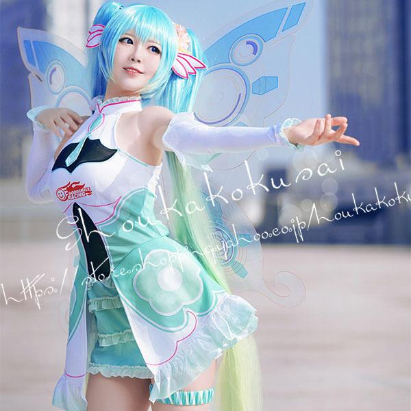 初音ミク 風 vocaloid はつね ミク レーシング コスプレ衣装 ウィッグ