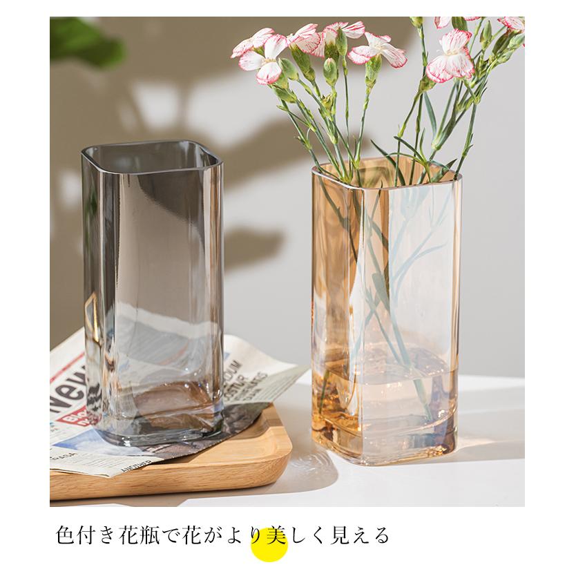 花瓶 ガラス 直径9cm 11.5cm  高さ20cm 27cm 大きい 大型直方体 透明 北欧 おしゃれ 2個セット｜shoukouyafuushop｜02
