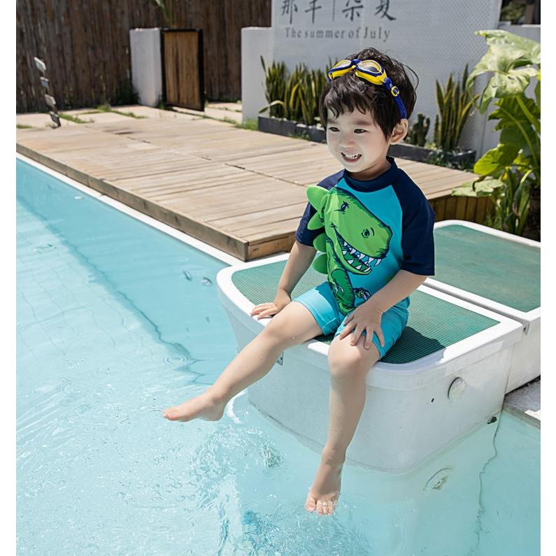 半袖 キッズ ベビー プール 恐竜 水着 2点セット 帽子 水泳帽 海 シンプル かわいい かっこいい 子ども 夏 子供 リゾート 旅行 つなぎ 男の子 Km 祥興ヤフーショップ 通販 Yahoo ショッピング