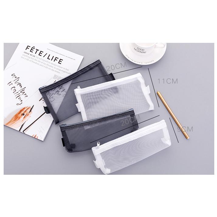 ペンケース 筆箱 ペンポーチ 薄型 透明 メッシュ メンズ レディース 学生 小物入れ シンプル クリア 大 小2点セット 黒 白 Pcn22 祥興ヤフーショップ 通販 Yahoo ショッピング