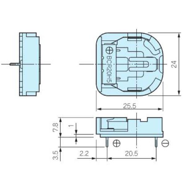 タカチ BCR20H5-T CR2032用電池ホルダー 100個入 タカチ BCR20H5-T CR2032用電池ホルダー 100個入