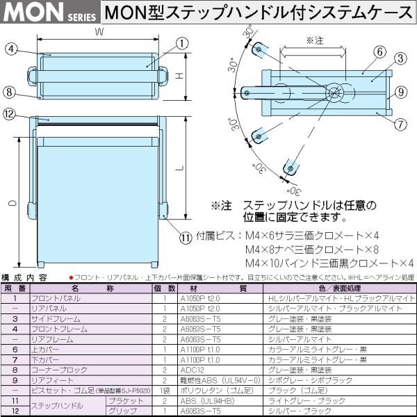 新品/予約受付 ＭＯＮ１７７-４３-４５ＧＳ／ＢＳ　ＭＯＮ型ステップハンドル付システムケース　（送料無料）