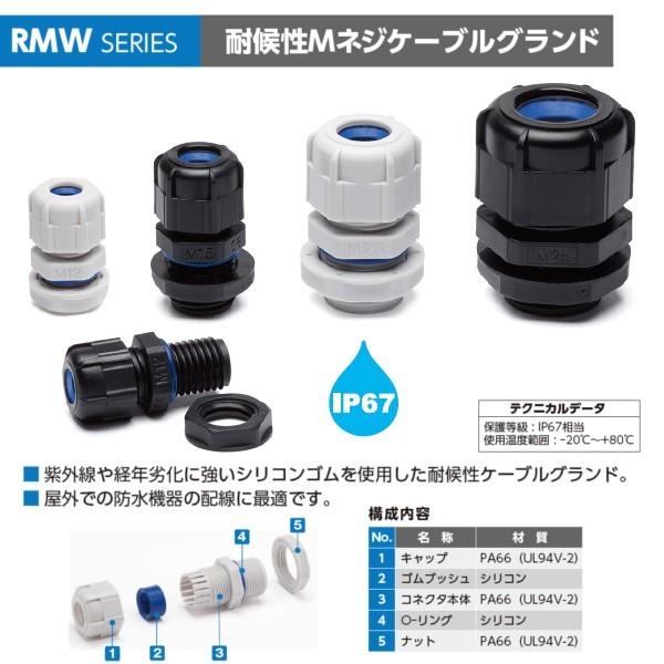 ＲＭＷ１６Ｓ-８Ｂ-Ｐ ＲＭＷ型耐候性Ｍネジケーブルグランド １００個入（送料無料）｜shoumei1616｜02