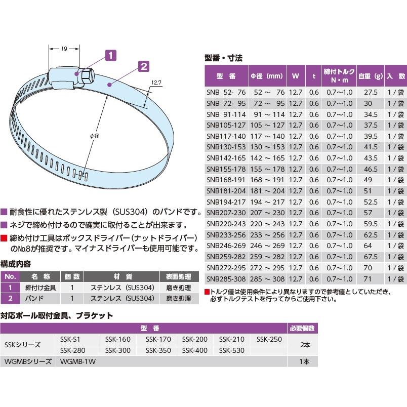 ＳＮＢ５２-７６ ネジ式ステンレスバンド （１８点以上で送料無料）｜shoumei1616｜03