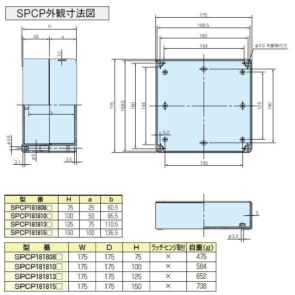 タカチ SPCP181808G SPCP型 防水・防塵