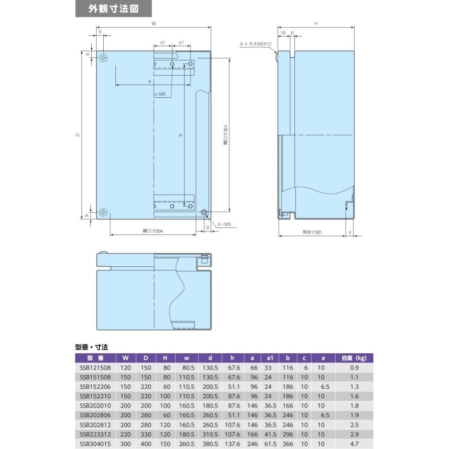 タカチ（TAKACHI） SSB202812 防水・防塵ステンレスボックス