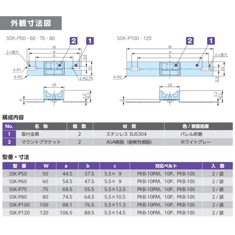 タカチ SSK-P75 SSK型 ポール取付金具 2個入り(2個 タカチ SSK-P75 SSK型 ポール取付金具 2個入り(2個