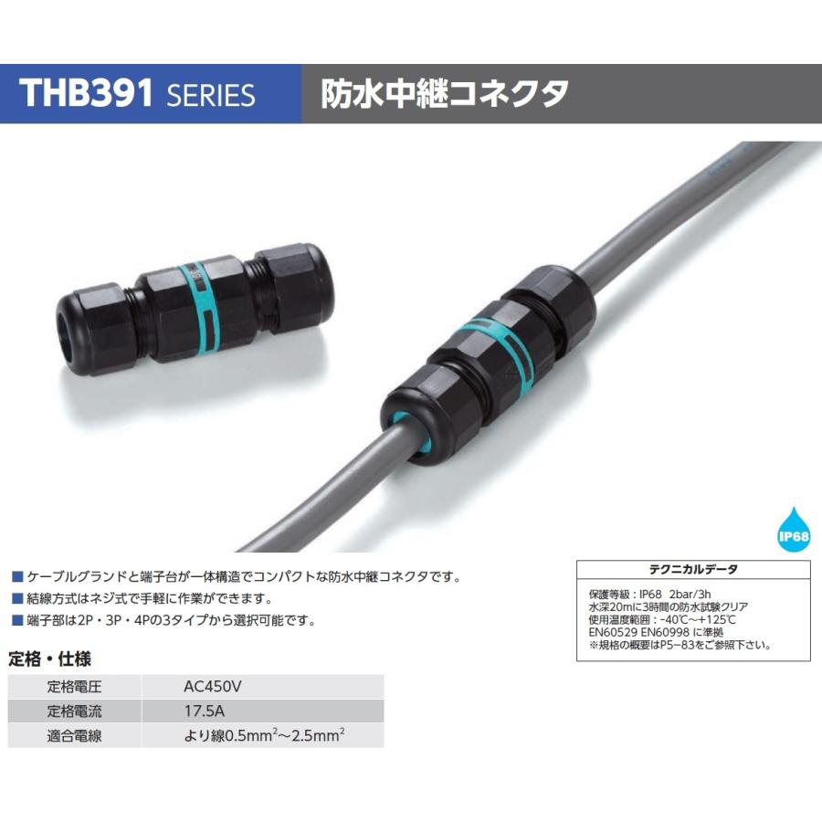 タカ タカチ（TAKACHI） THB391-3P 防水中継コネクタ : あぼ電機