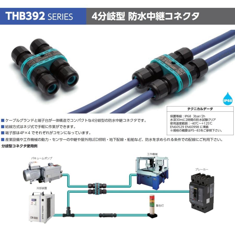 タカチ（TAKACHI） THB392-4P 4分岐型 防水中継コネクタ : あ