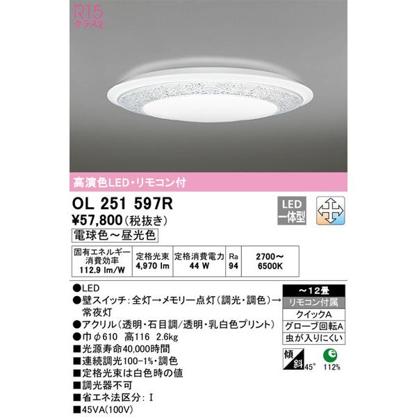 2021高い素材  OL251597R シーリングライト オーデリック 照明器具 シーリングライト ODELIC_送料区分18 シーリングライト