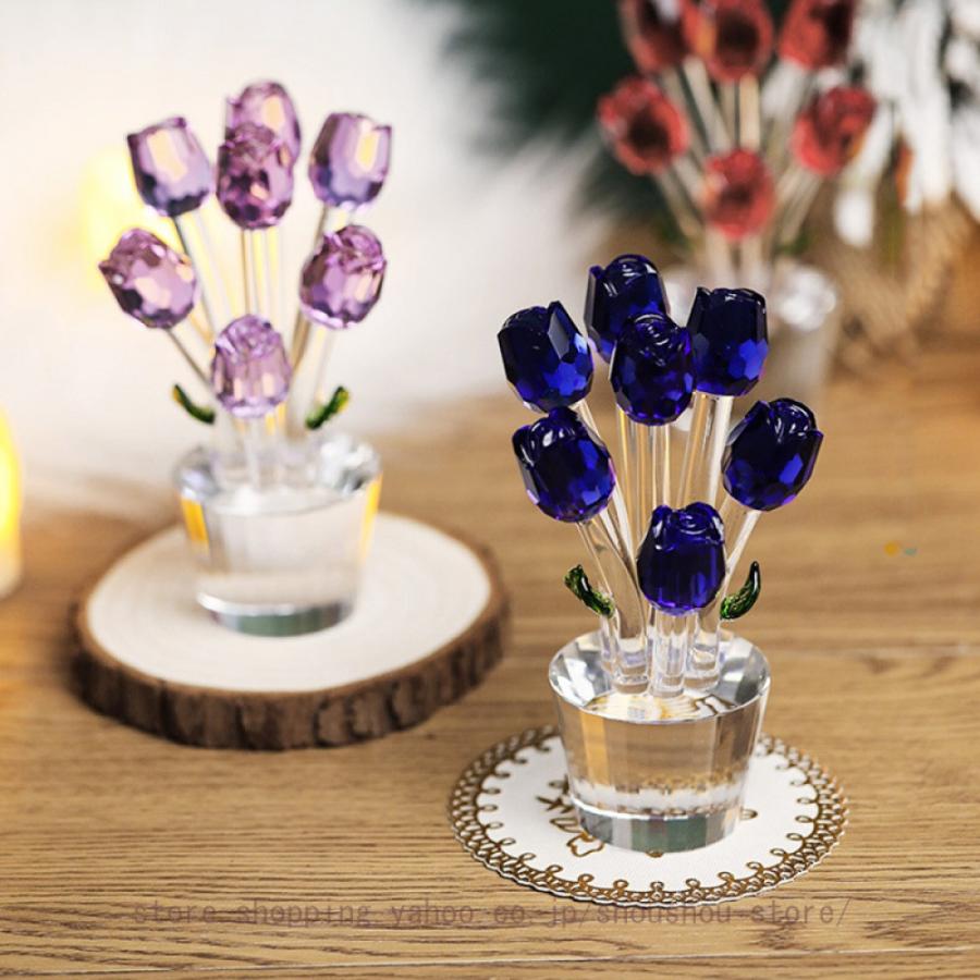 クリスタルローズ 鑑賞用 枯れない薔薇 フラワー置物 インテリア クリスタルローズ 鑑賞用 枯れない薔薇 フラワー置物 インテリア