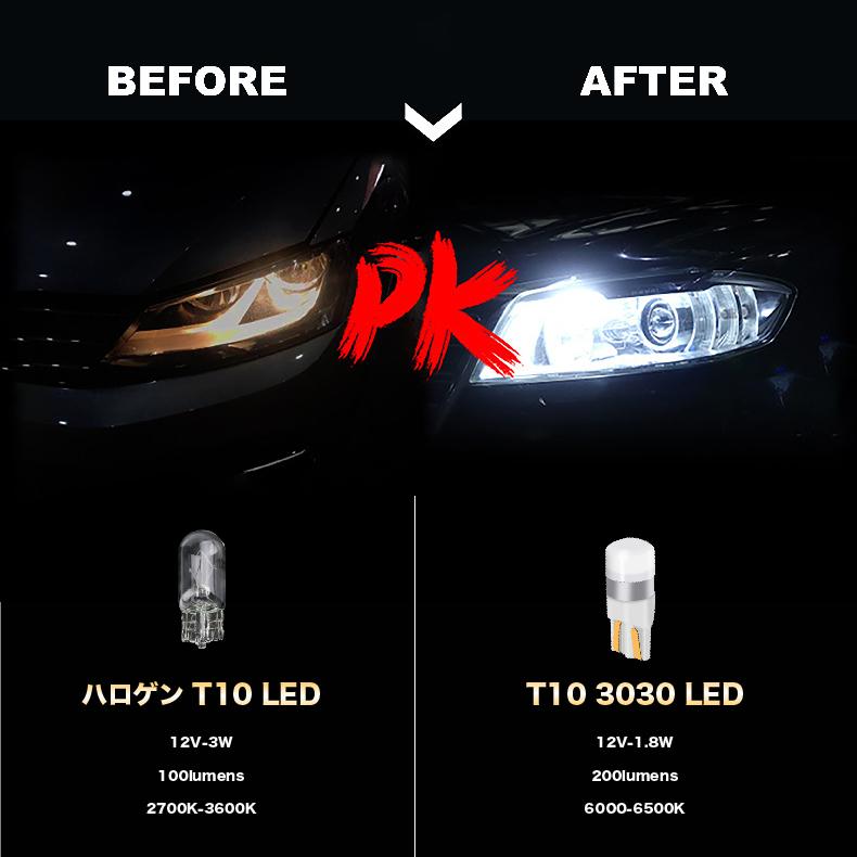 10個セット 3030 SMD 7色 LED電球 送料無料 T10  LED バルブ 12V車用ナンバー灯 ポジション ウエッジ ルームランプ｜shouun｜12