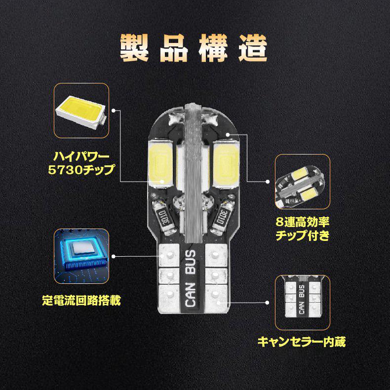 8色選べる！1個 T10 低消費電力 5730 8 SMD led電球 バルブ ルームランプ ウェッジ 12V ポジションランプ/ライセンスランプ/車側ライト/トランクランプ｜shouun｜11