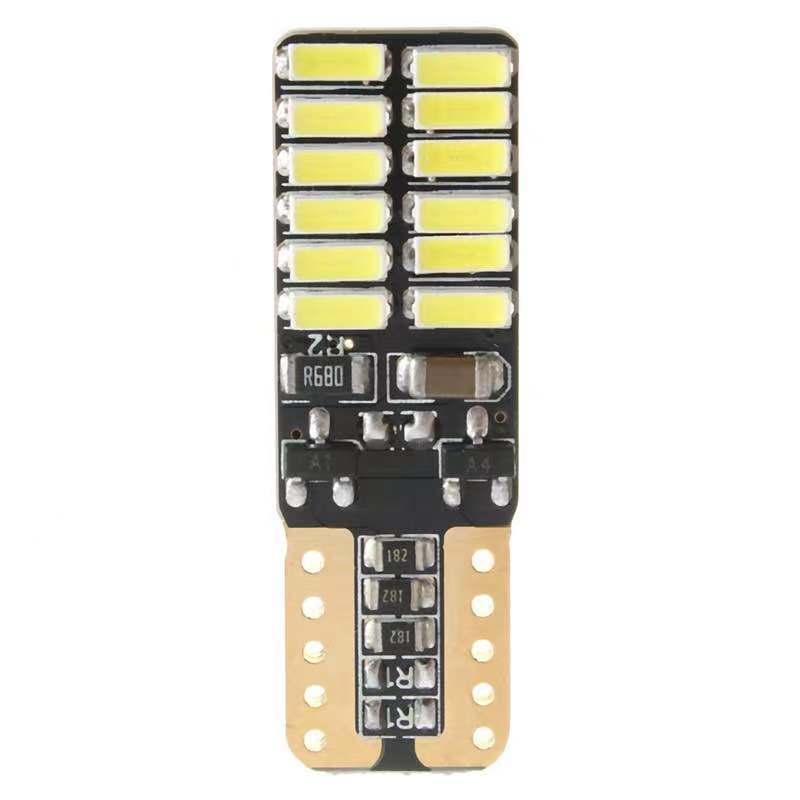 1個入 爆光 高輝度 LEDバルブ W5W T10 4014SMD 24連 球切れ警告灯 キャンセラー内蔵 無極性 ポジション ナンバー灯 ルーム ホワイト アイスブルー レッド ブルー｜shouun｜06