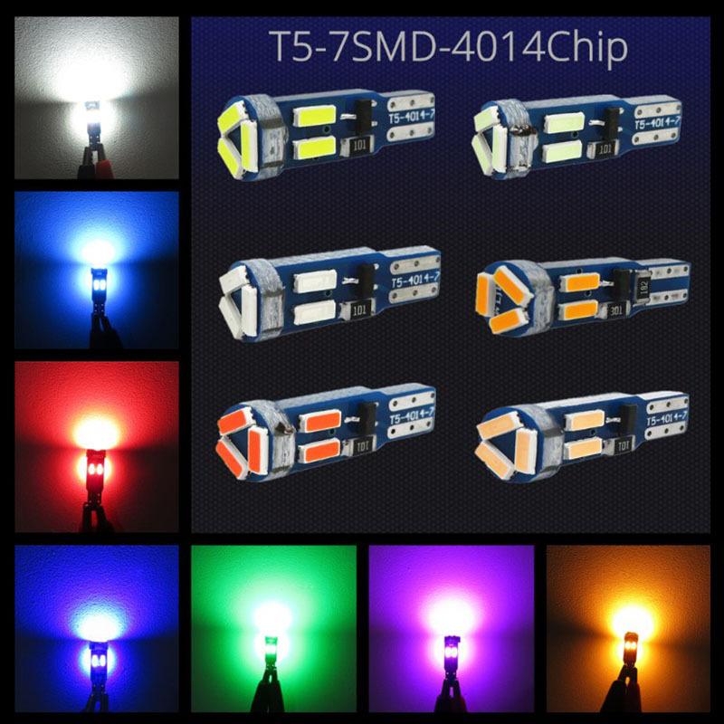 1個 12V 車 バイク 専用 LED ウェッジバルブ T5 4014SMD 7連 高輝度 メーター、オーディオ、インジケーター、シガーライター、エアコンパネル LEDバルブ｜shouun｜07