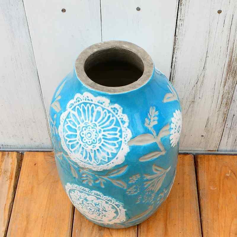 花瓶 フルール Chubby Vase (Lagoon Blue) 直径15cm PTA-196 彩か 陶器