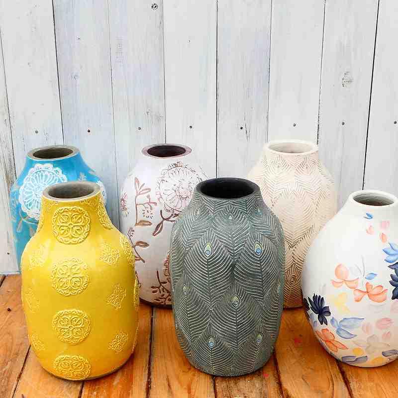 花瓶 フルール Chubby Vase (Lagoon Blue) 直径15cm PTA-196 彩か 陶器